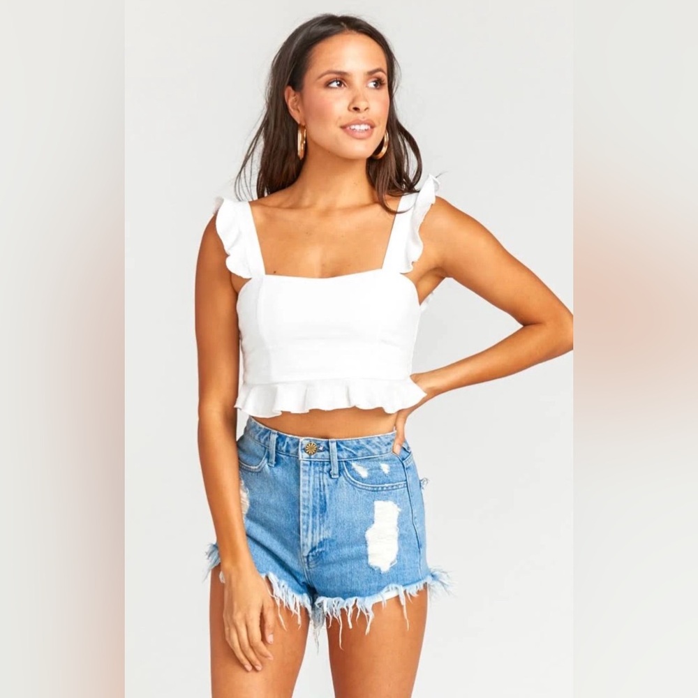 Show Me Your MuMu Delia Crop Top in White